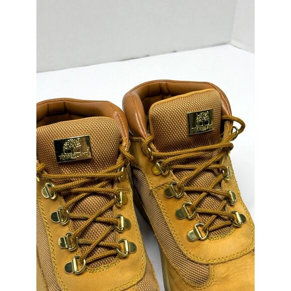 Timberland Boots Wheat Gold Emblem Hiking Outdoors Casual Preppy Womens Size 6.5 - Picture 10 of 11